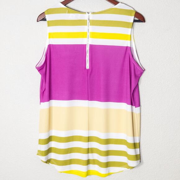 Liz Claiborne Sleeveless Top Colorblock Stripe Plus Size 1X Bold Pattern - Picture 2 of 6